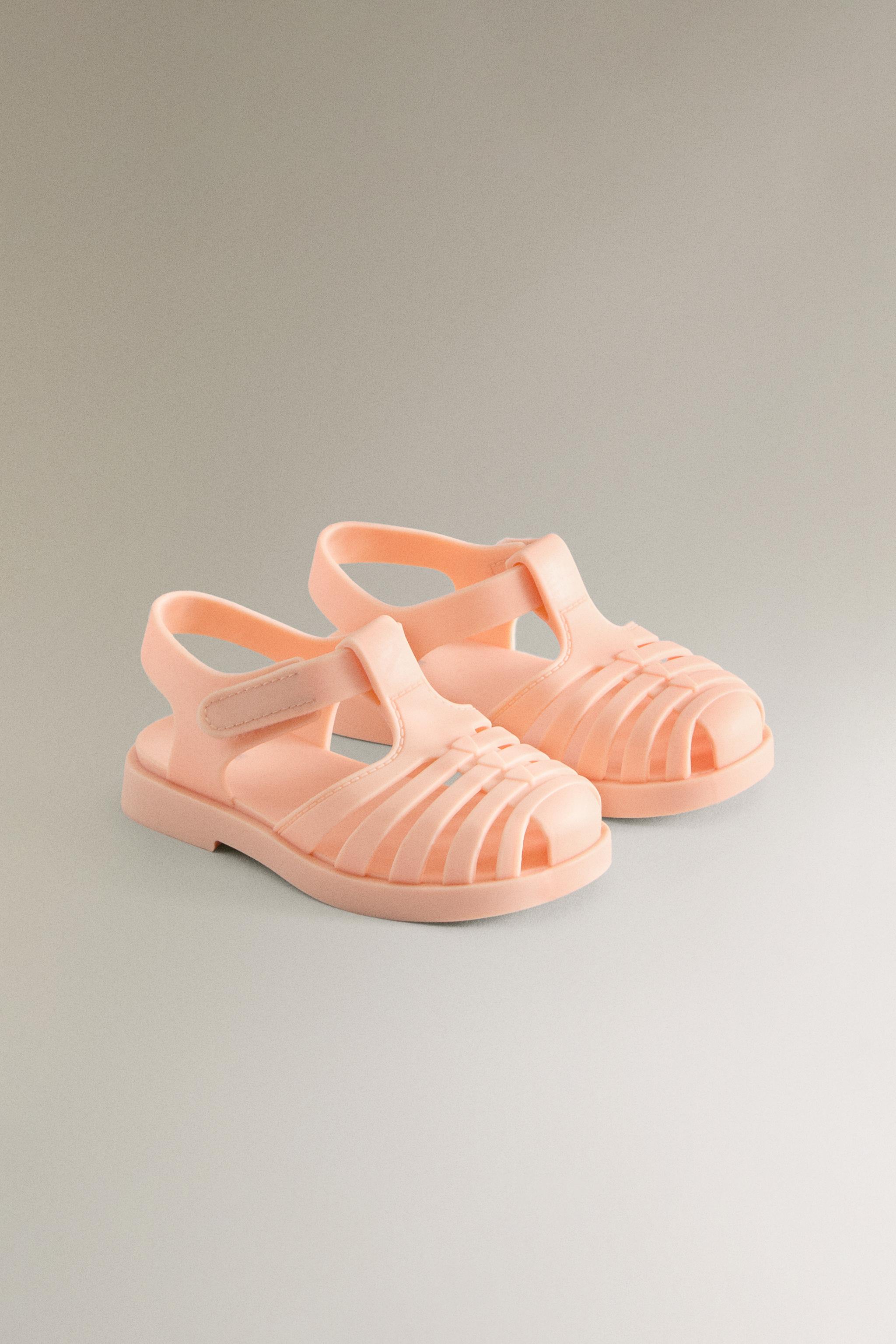 RUBBERIZED CAGE SANDALS WITH HOOK-AND-LOOP STRAP